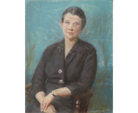 Geoffrey Spencer Wylde,&nbsp;South African 1903-1972 -&nbsp;Portrait of Mrs. Tregaskes;&nbsp;pastel on paper, indistinctly si