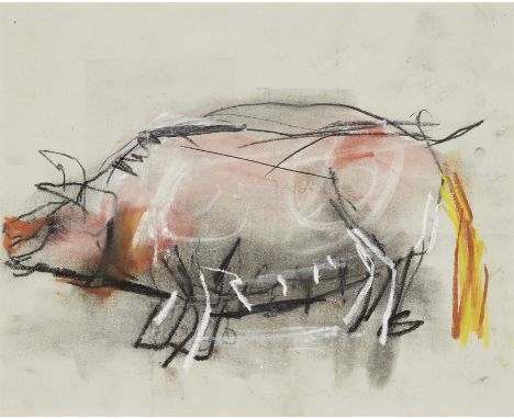 Roger Hilton CBE, British 1911-1975 -&nbsp;Untitled (pig pissing);&nbsp;chalk pastel and cont&eacute; on paper, 20 x 25 cm (A