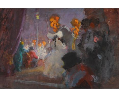 Frederick Deane,&nbsp;British 1924-2020 -&nbsp;Circus scene;&nbsp;oil on board, bears inscription with artist's name on the r