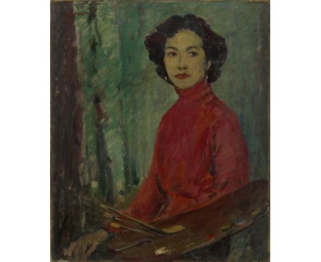 Frederic Whiting,&nbsp;British 1874-1962 -&nbsp;Female portrait;&nbsp;oil on canvas, signed upper left 'Whiting', 76 x 63 cm 