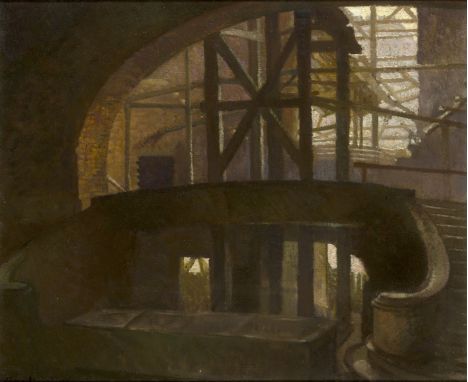 Clare Atwood,&nbsp;British 1866-1962 -&nbsp;Industrial interior, 1911;&nbsp;oil on canvas, signed and dated lower left 'Clare