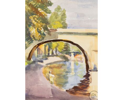 Vanessa Bell,&nbsp;British 1879-1961 -&nbsp;Bridge in Paris, c.1921;&nbsp;watercolour on paper, with Estate Stamp lower right