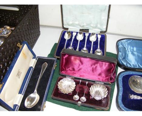 Silver spoon, table salts etc.