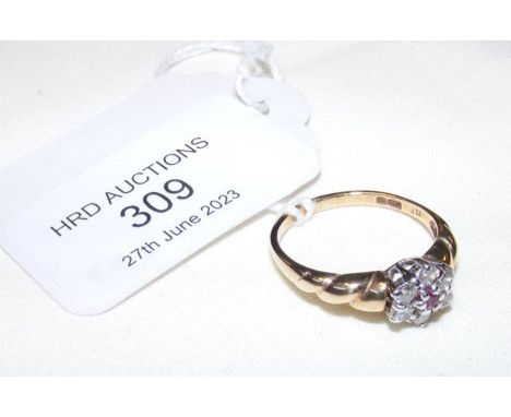 A 9ct ruby and diamond ring