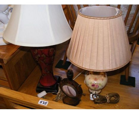 Three table lamps of varying shape and size 