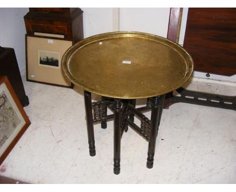 A 60cm diameter Middle Eastern brass top tableCONDITION REPORT.