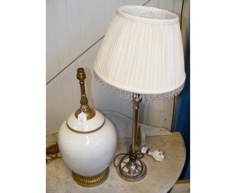 Two table lamps of varying shape and style 