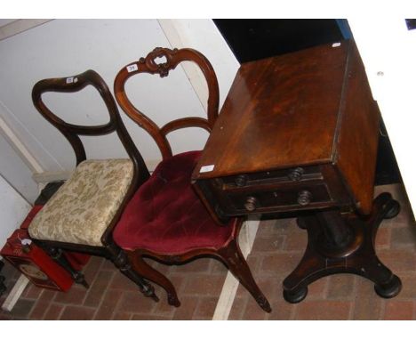 A Victorian work table together with two side chairs