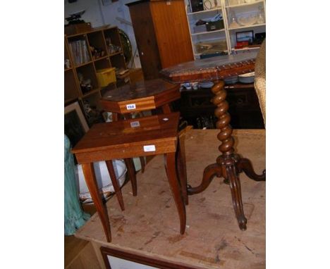 Three occasional tables of varying shape and size, including octagonal wine table 