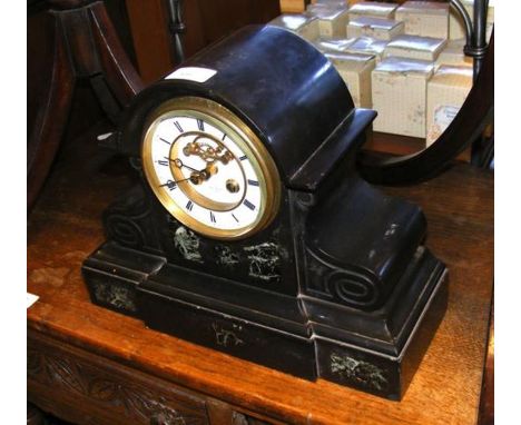 A French slate two train mantel clock 