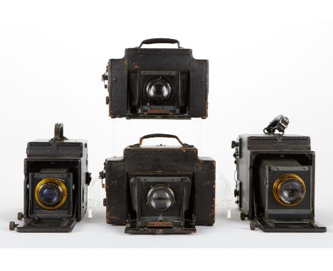 Group of four early Folmer and Schwing Kodak Graflex cameras. Includes two 3A Graflex cameras, ca. 1910; one R.B. Graflex; an