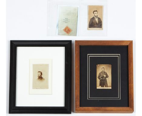 Group of three cartes de visite of Abraham Lincoln and Ulysses Grant. The Abraham Lincoln CdV is marked Charles D. Fredricks 