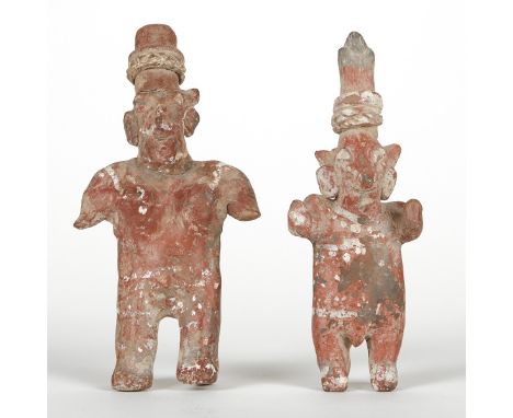 Group of two pre-Columbian Jalisco ceramic figures, both with remnants of the classic red and white decoration. William Atkin