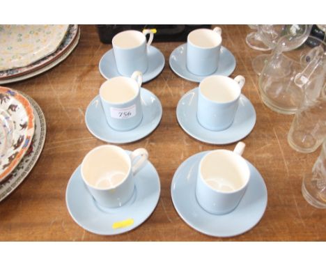 A set of six Wedgwood "Summer Sky" coffee cans and saucers