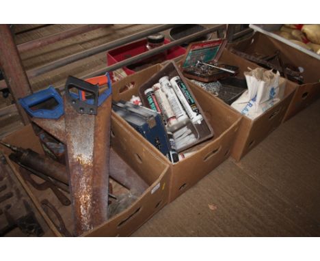 Four boxes of various tools