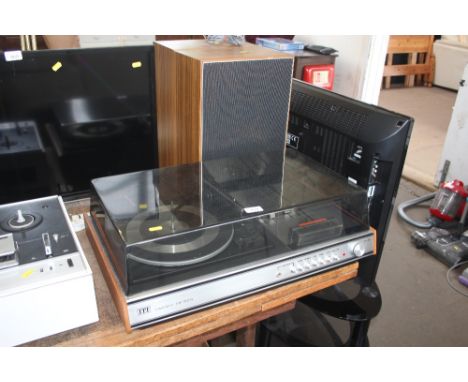 An ITT turntable and stereo turner/player amplifier; with a pair of matching speakers