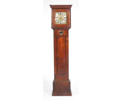 An 18th Century oak longcase clock with a later brass dial signed Thomas Cox Thornbury
With Roman numerals cast leaf and mask