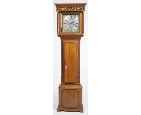 A George lll oak and mahogany crossbanded longcase clock, signed T. Read, Tarporley
With a 31cm silvered dial with Roman and 