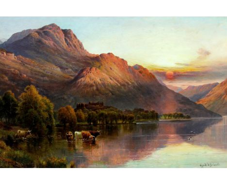 Attributed to Alfred de Breanski RBA (British 1852-1928) 'Near Arrochar NB'
Oil on canvas, signed, approx 50x73cm, inset in e