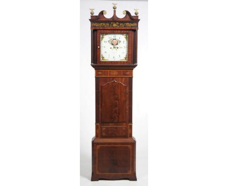 A William IV inlaid mahogany longcase clock signed W. Holgate, Wigan
With a 35cm white dial with Arabic numerals the lunor ca