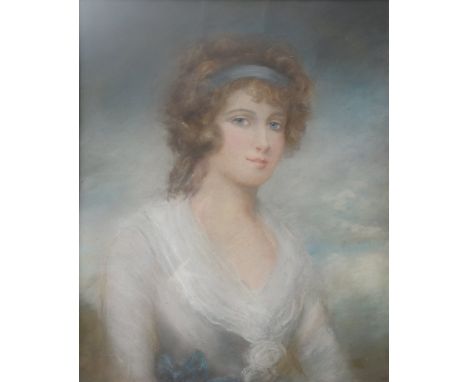 In the manner of George Romney (British 19th Century) 'portrait of a lady' 
Pastel, unsigned, 58 x 48cm, framed and glazed.