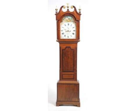 A late 19th Century inlaid mahogany longcase clock signed A Hopkin, Bourn
With a 32cm white arched dial with subsidiary secon