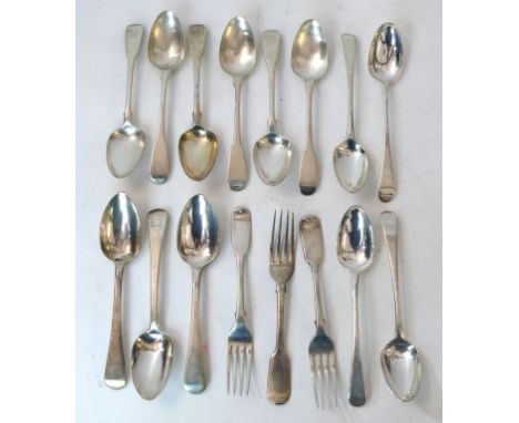 A large quantity of Victorian and Georgian flatware 
To include three Victorian London and Edinburgh assayed forks, various m