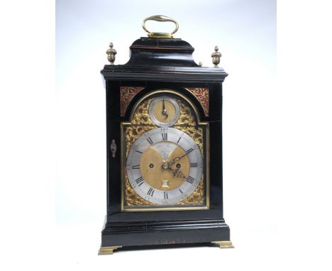 A fine late 18th Century ebonised bracket clock, signed Robert Brown, London
With a 17cm silvered chaptering with Arabic and 