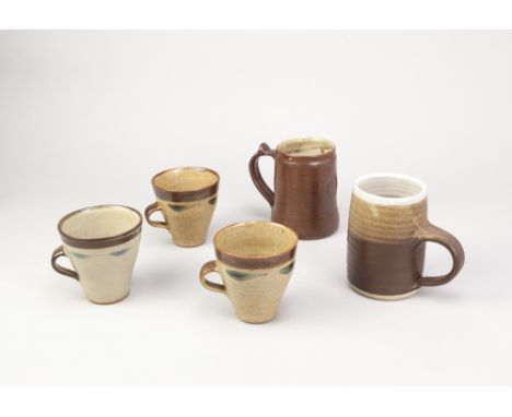MARIANNE DE TREY (1913-2016); a large stoneware mug, impressed shell mark, height 13.5cm, a large Wenford Bridge Pottery mug 