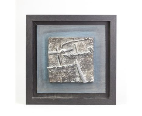 JOHN MALTBY (1936-2020); 'Two Longboats', a square stoneware tile mounted on board, impressed M mark, inscribed title verso, 