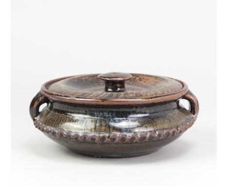 PETER GBOKO for Abuja Pottery; a stoneware Gwari casserole, impressed PK mark, diameter 23cm (including handles).Additional I