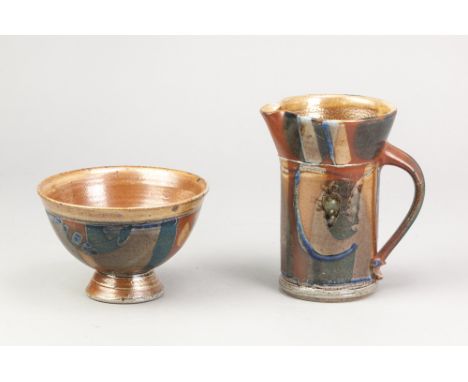 SUZY ATKINS for Potterie le Don, France; a stoneware jug with lustrous polychrome decoration, impressed pottery mark, height 