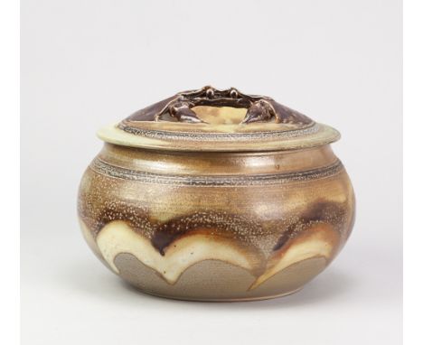 ROWENA KINSMAN; a large salt glazed tureen with crab handle, impressed R mark, diameter 26cm. (D)Additional InformationAppear