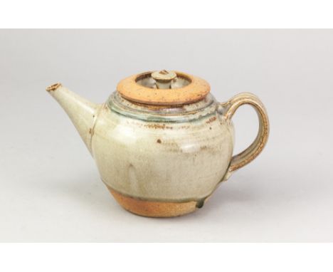 RICHARD BATTERHAM (1936-2021); a stoneware teapot partially covered in green ash glaze, height 14.5cm. (D)Additional Informat