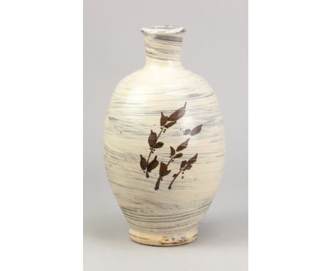 JIM MALONE (born 1946); a stoneware bottle covered in hakeme glaze with iron decoration, impressed JM and L (for Lessonhall) 