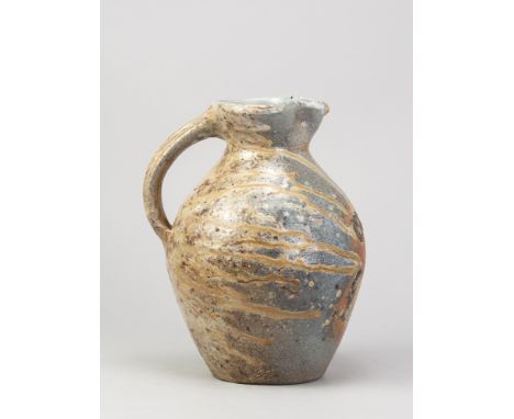 SVEND BAYER (born 1946); a wood fired stoneware jug, side fired on shells, height 27.5cm. (D)Provenance: Purchased from Goldm