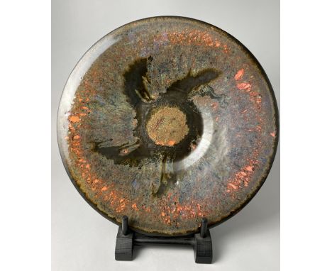 ABDO NAGI (1941-2001); a large stoneware charger/wall hanging covered in metallic polychrome glaze, painted mark, made 1998, 
