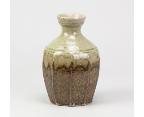 JIM MALONE (born 1946); a cut sided stoneware bottle with green ash top, impressed JM mark, height 19.5cm. (D)Additional Info