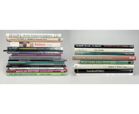 A collection of books and pamphlets on studio ceramics including 'Modern Pots' by Cyril Frankel, 'Lucie Rie &amp; Hans Coper'