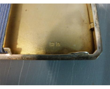 Art Deco silver cigarette case, with gilded interior and engine turned decoration. G Ltd for Gieves Ltd of Old Bond Street Lo