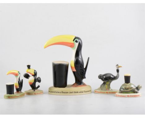 Carltonware Guinness advertising model, tortoise, 8cm, three other reproduction advertising models and a reproduction lamp ba