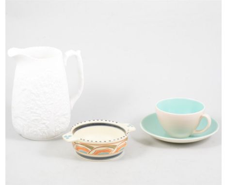 Poole twin tone pottery teaware, Bavarian part dessert service, and other ceramics.