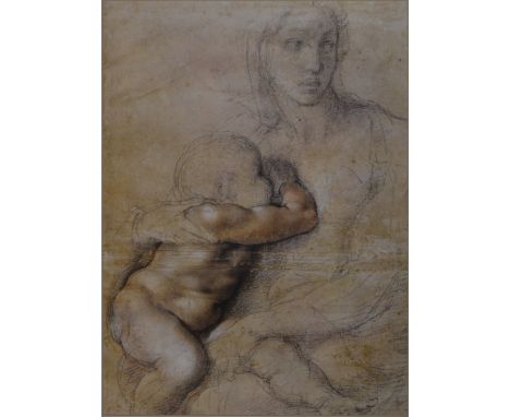 After Raphael, An Angel, print, 18x15cm, and six other smilar and larger Old Master prints, measuring 38x27cm, 39x29cm, 29x17