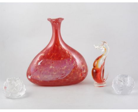 A collection of glassware, including Mdina flask shaped vase, 31cm, Kosta Boda, Orrefors, Mdina and Tamara Aladin.