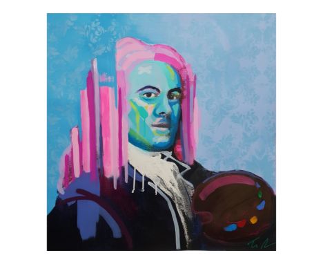 Tim Fowler, William Hogarth, 2019, mixed media on paper, signed, framed size 105cm x 105cm. On view in situ at New Walk Museu