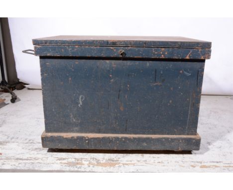 A cabinet makers tool chest, painted pine carcass with mahogany lining and trays, steel edging, and including a small quantit