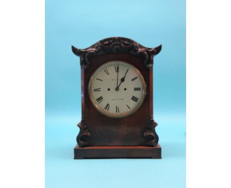 A mid-Victorian rosewood bracket clock, circular enamelled dial signed Boxell, Brighton, twin-fusee movement with anchor esca