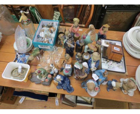 Miscellaneous Oriental ceramic figures, Days Gone die-cast vehicles, gilt-framed painting, etc.