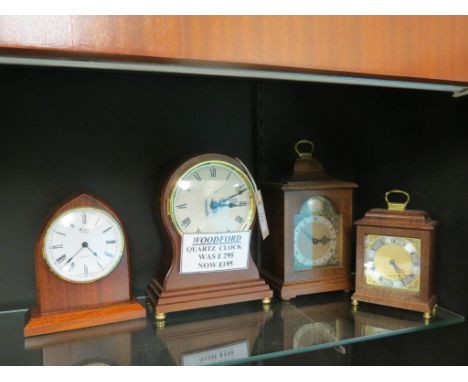 Four period-style mantel clocks, each in mahogany case, as new