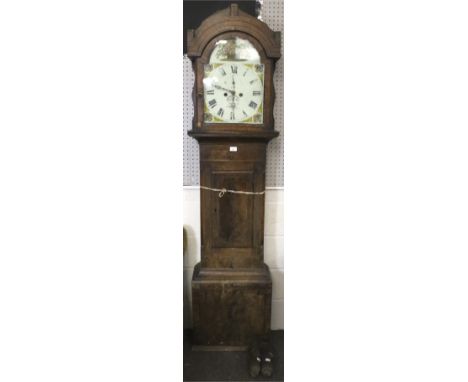 A 19th century mahogany cased long case clock. With a painted arched dial signed Hancock Kenton. The eight day movement strik